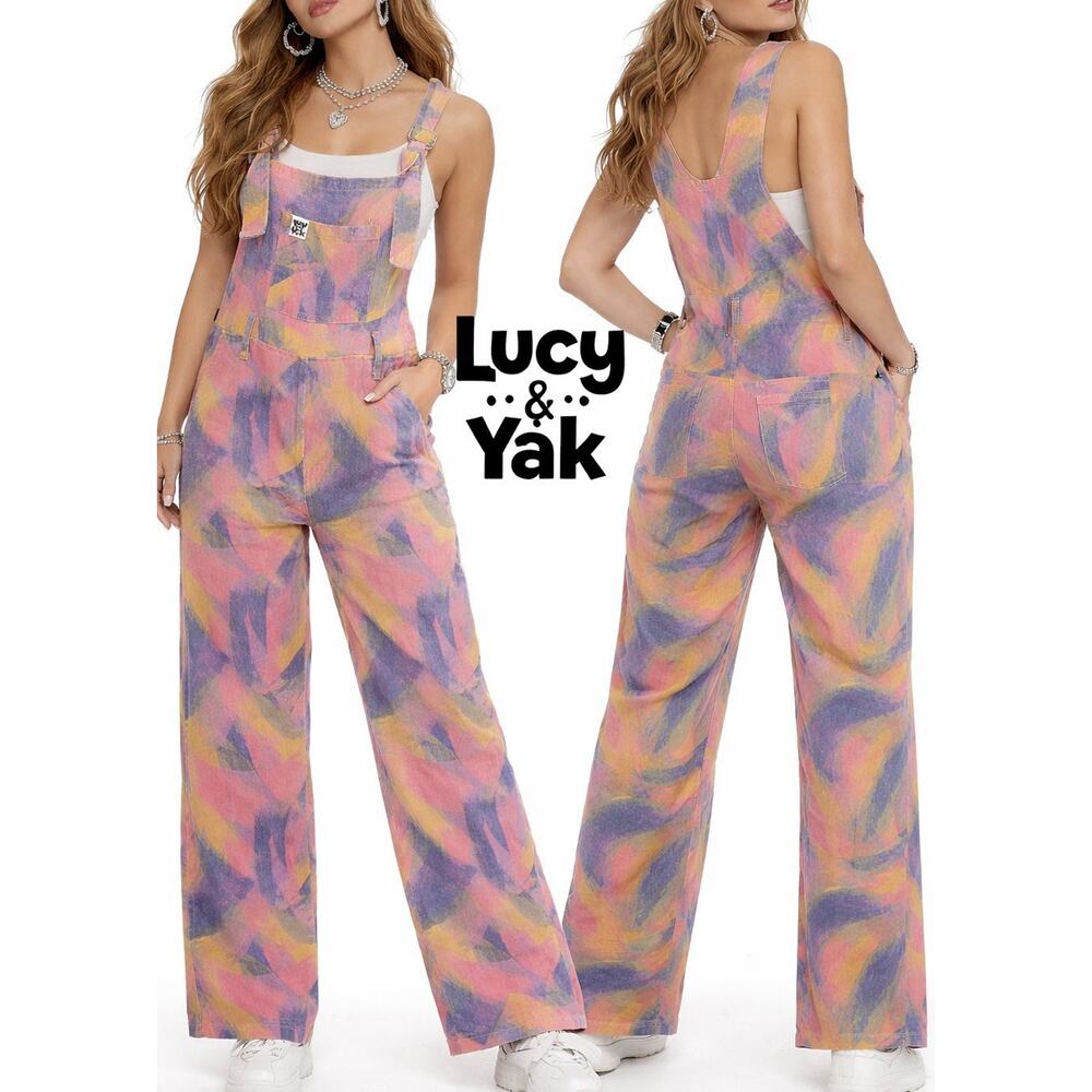 Lucy & Yak Organic Cotton Overalls Jumpsuit 4R XS Tie Dye Dungarees India Boho